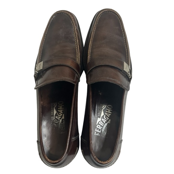 Rare Salvatore Ferragamo Florence Brown Leather Loafers - Italy size 9 - Picture 10 of 15